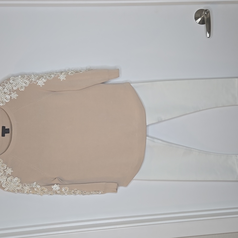 J. Crew Collection Sweater + White Leggings